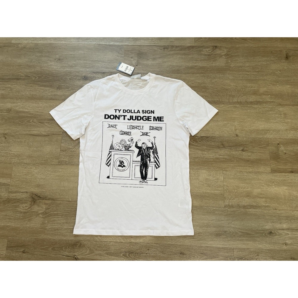 Ty Dolla Sign Mens Sz M T-Shirt White Don't Judge Me Graphic Tee Music